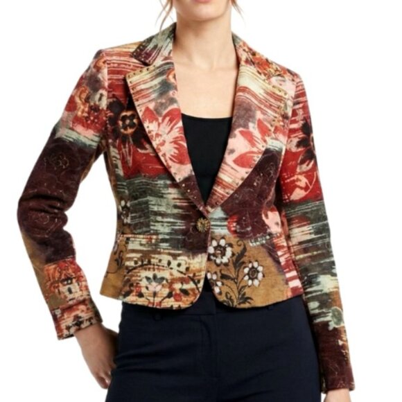 Alberto Makali Velvet Floral Patchwork Blazer - Picture 1 of 15